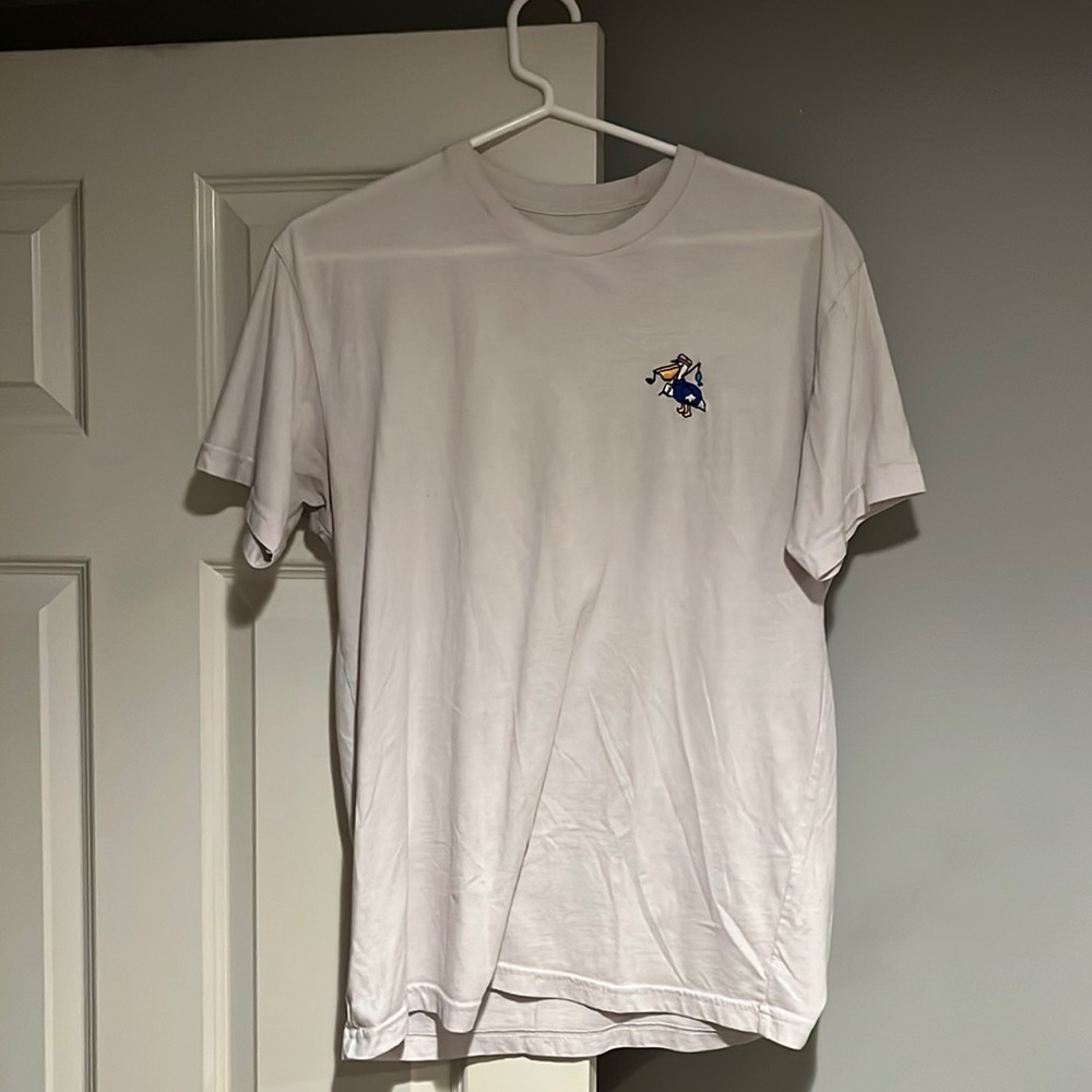 Riot Society Men’s White T-Shirt Pelican Smoking and Fishing Symbol